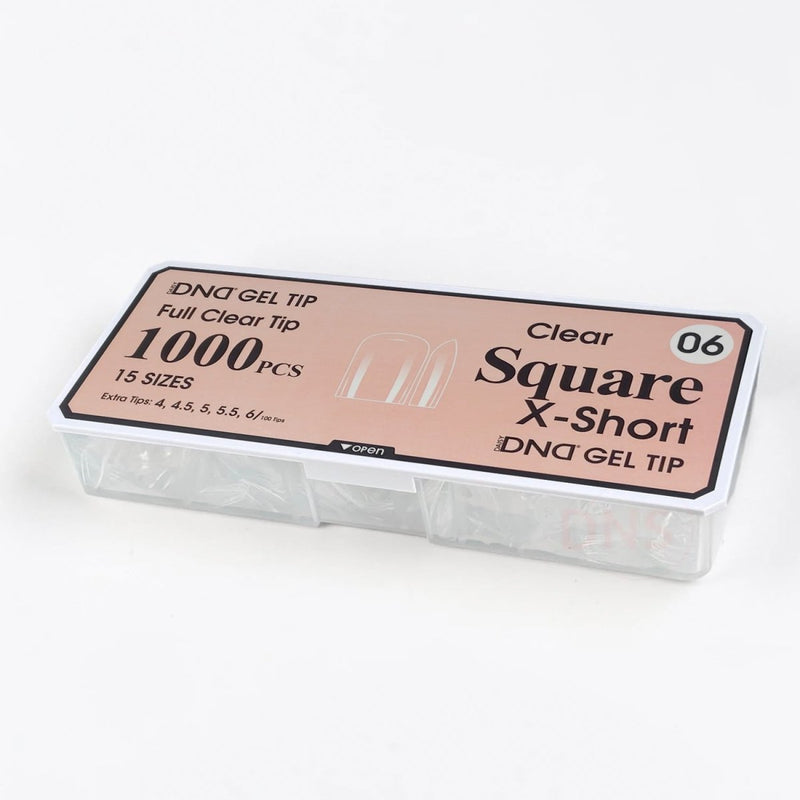 DND Full Clear Gel Tip 06 - Square X-Short - DTK Nail Supply