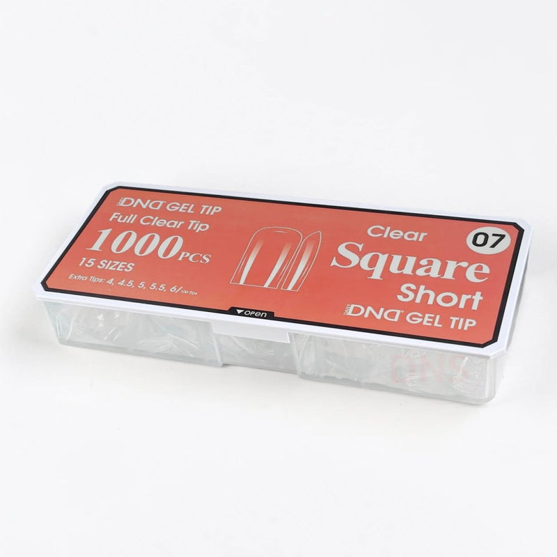 DND Full Clear Gel Tip 07 - Square Short - DTK Nail Supply