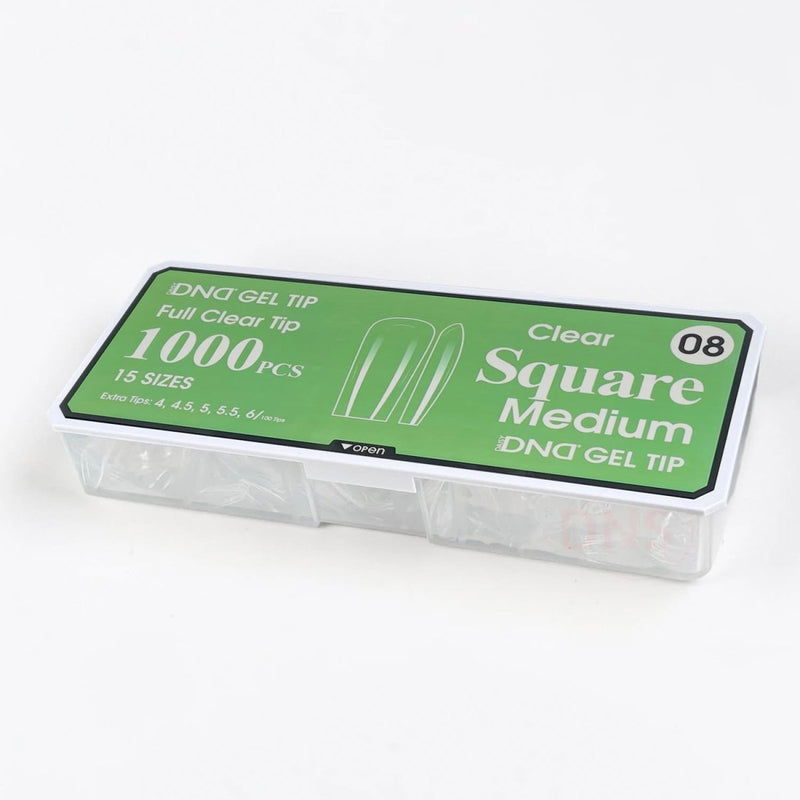 DND Full Clear Gel Tip 08 - Square Medium - DTK Nail Supply