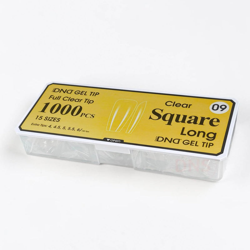 DND Full Clear Gel Tip 09 - Square Long - DTK Nail Supply