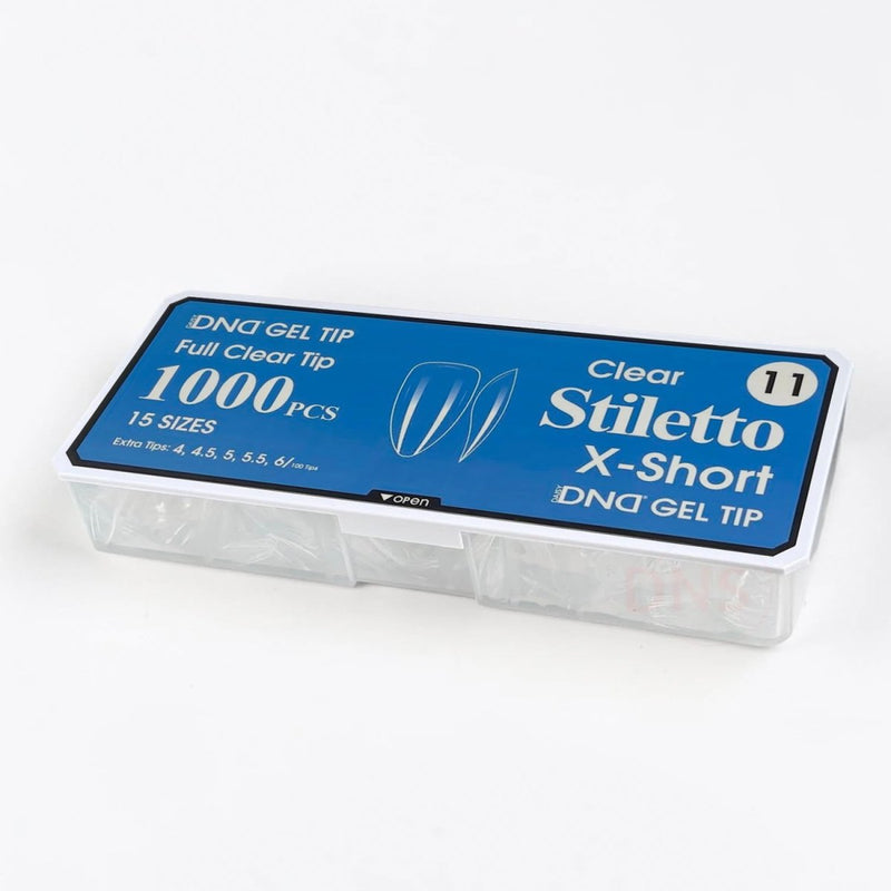 DND Full Clear Gel Tip 11 - Stiletto X-Short - DTK Nail Supply