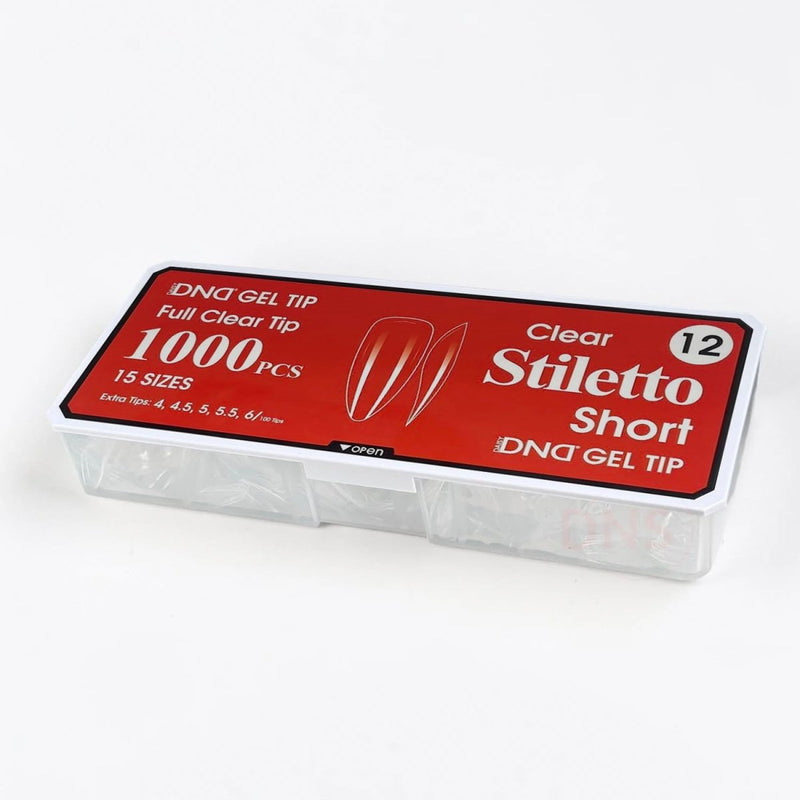 DND Full Clear Gel Tip 12 - Stiletto Short - DTK Nail Supply