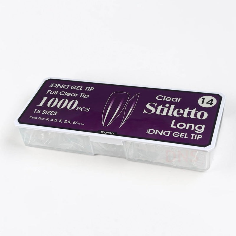 DND Full Clear Gel Tip 14 - Stiletto Long - DTK Nail Supply