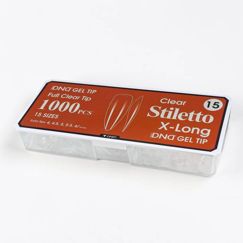 DND Full Clear Gel Tip 15 - Stiletto X-Long - DTK Nail Supply