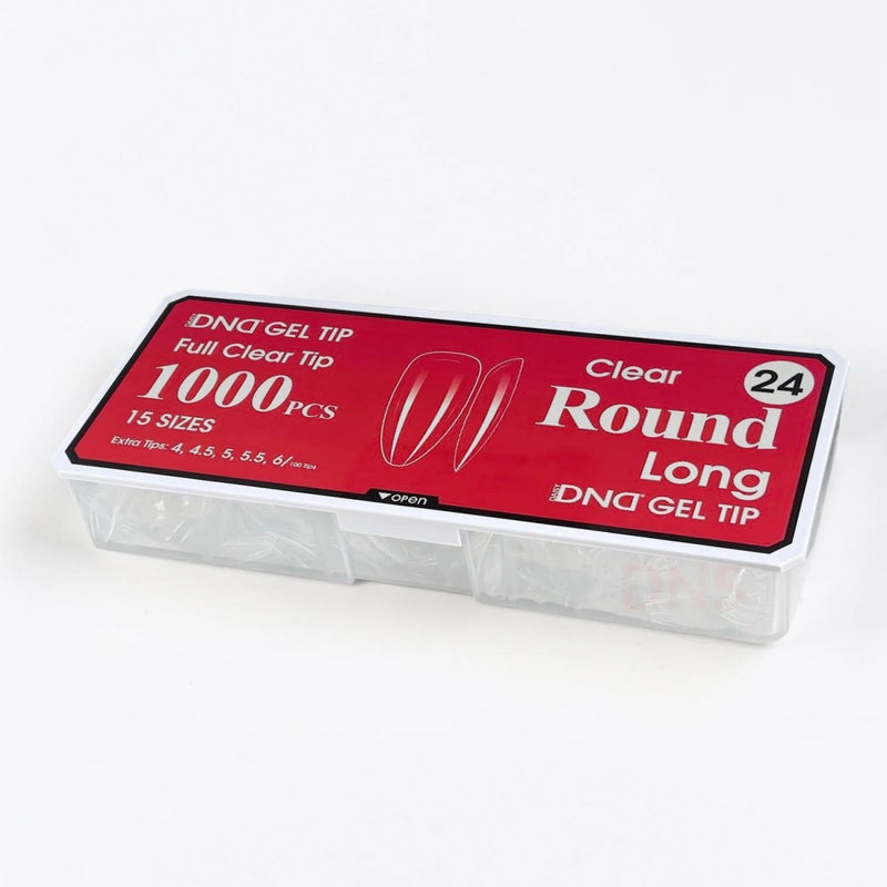 DND Full Clear Gel Tip 24 - Round Long - DTK Nail Supply