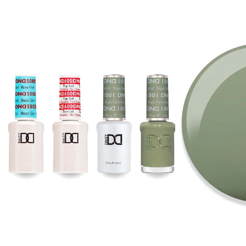 DND Gel & Lacquer Combo - Base Top Gel & 1001 Sage Groovin - DTK Nail Supply