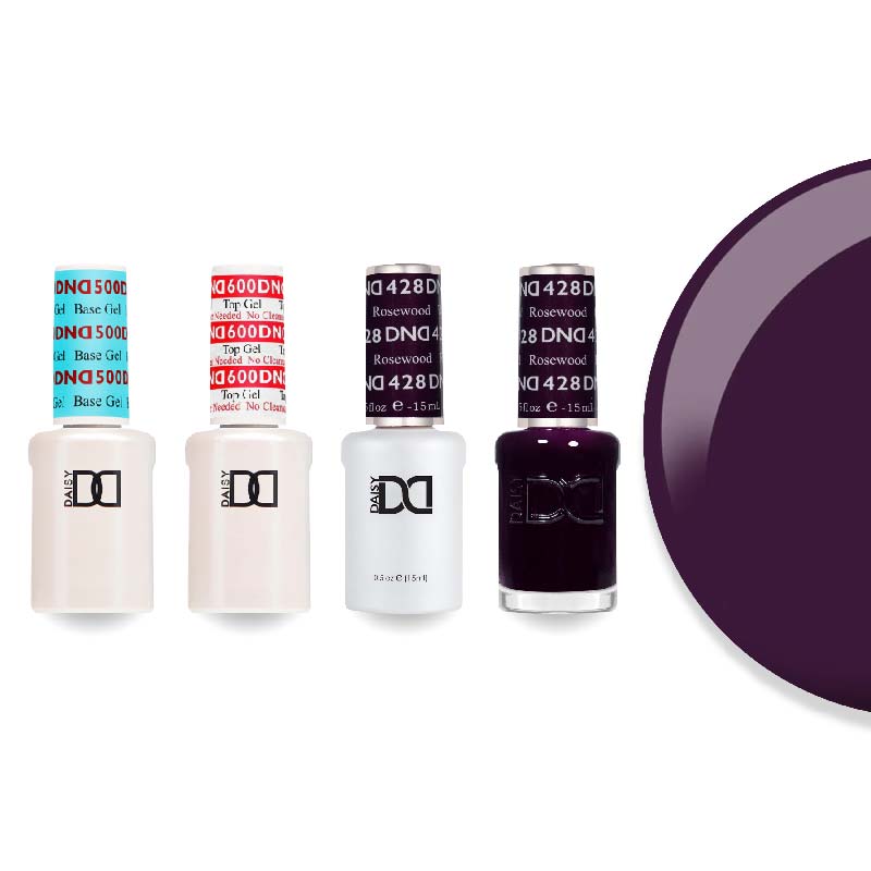 DND Gel & Lacquer Combo - Base Top Gel & 428 Rosewood - DTK Nail Supply