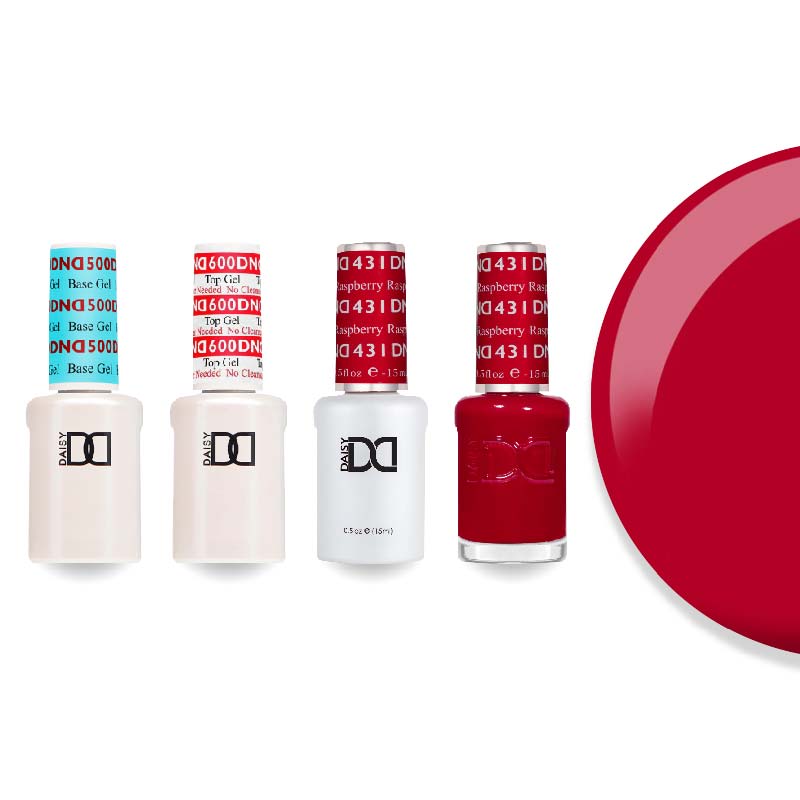 DND Gel & Lacquer Combo - Base Top Gel & 431 Raspberry - DTK Nail Supply