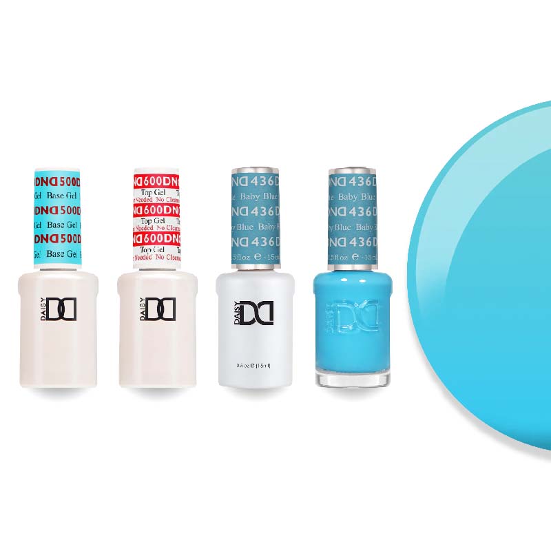 DND Gel & Lacquer Combo - Base Top Gel & 436 Baby Blue - DTK Nail Supply