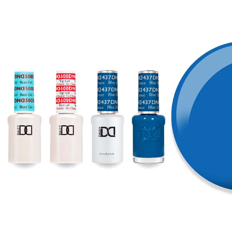 DND Gel & Lacquer Combo - Base Top Gel & 437 Blue De France - DTK Nail Supply