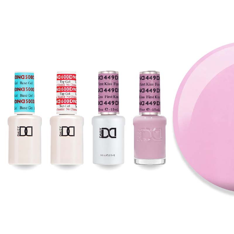 DND Gel & Lacquer Combo - Base Top Gel & 449 First Kiss - DTK Nail Supply