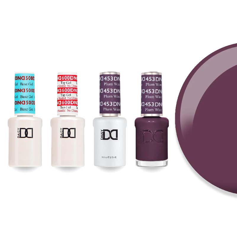 DND Gel & Lacquer Combo - Base Top Gel & 453 Plum Wine - DTK Nail Supply