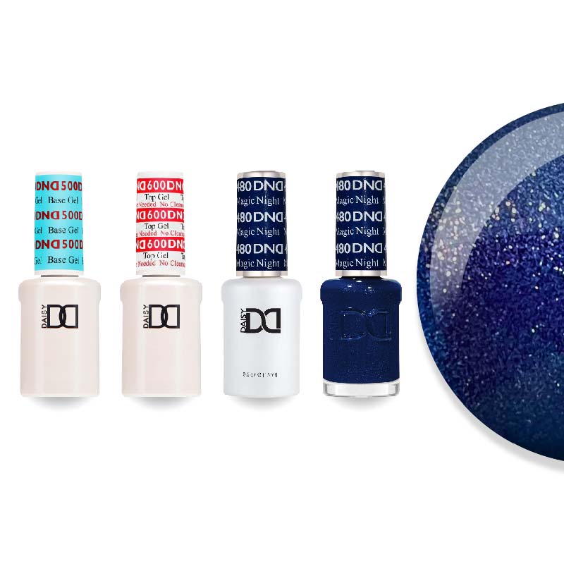 DND Gel & Lacquer Combo - Base Top Gel & 480 Magic Night - DTK Nail Supply
