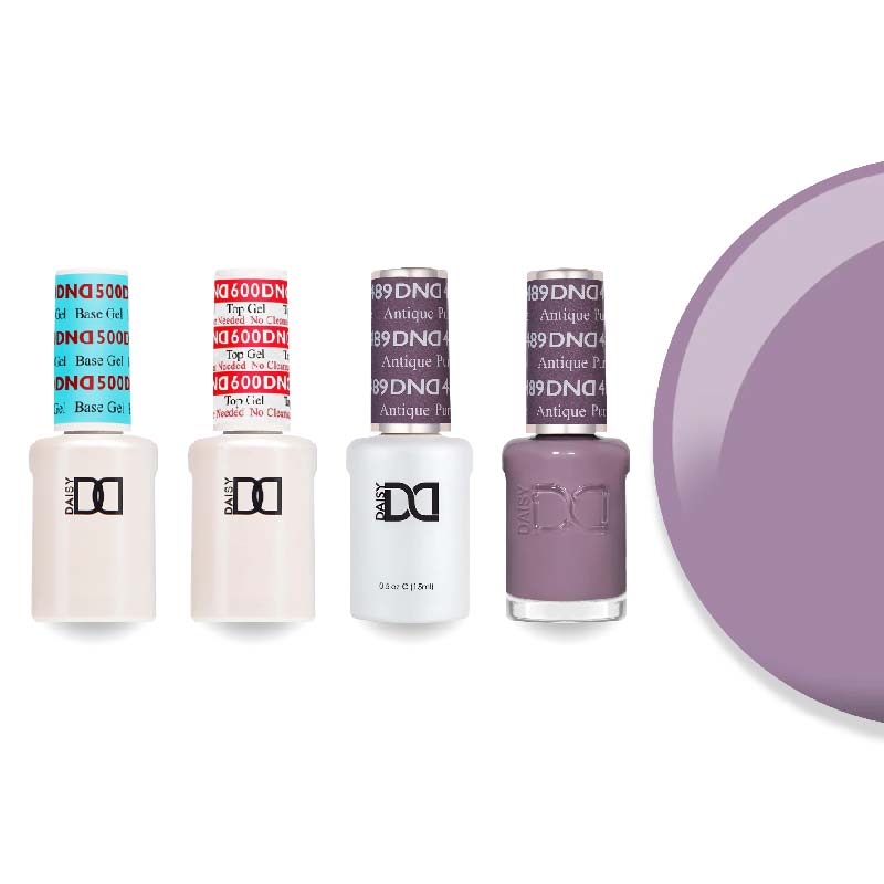 DND Gel & Lacquer Combo - Base Top Gel & 489 Antique Purple - DTK Nail Supply