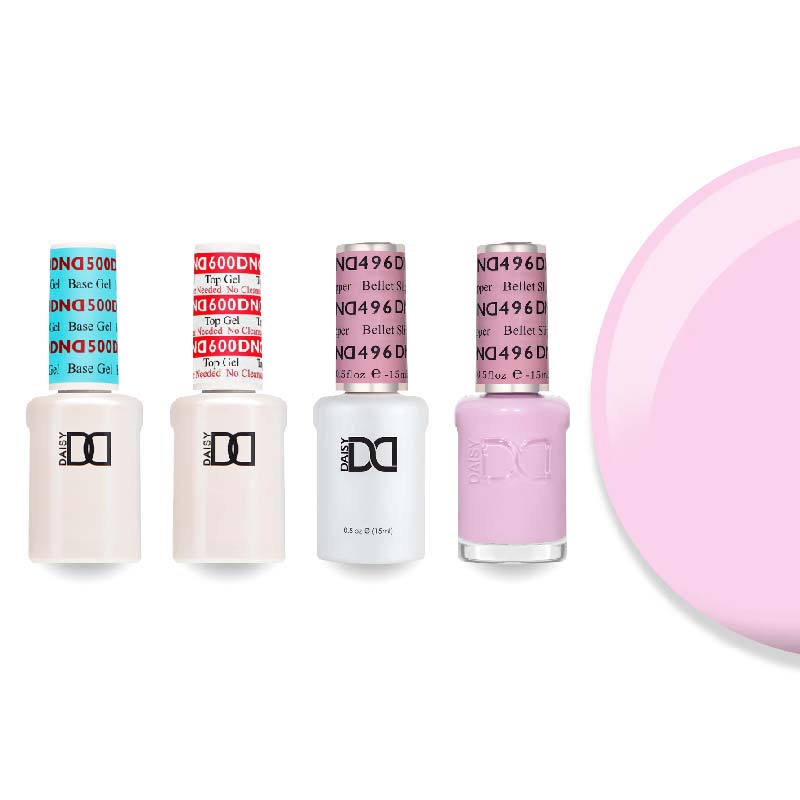 DND Gel & Lacquer Combo - Base Top Gel & 496 Bellet Slipper - DTK Nail Supply