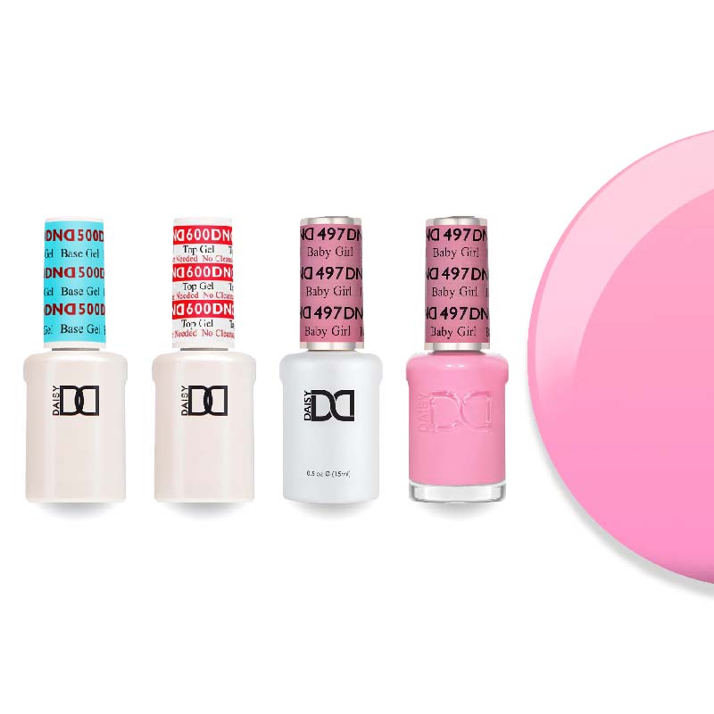 DND Gel & Lacquer Combo - Base Top Gel & 497 Baby Girl - DTK Nail Supply