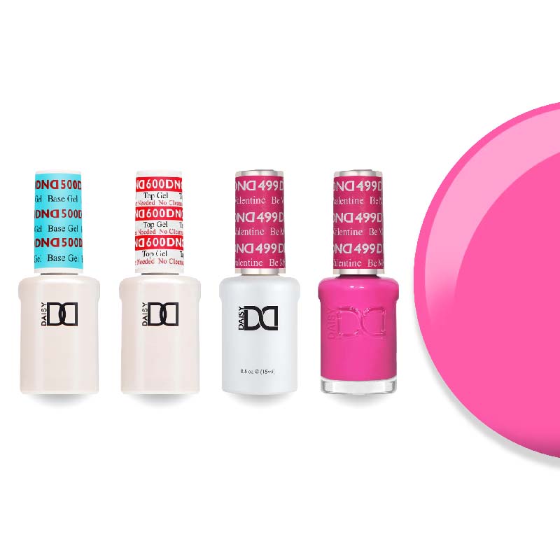 DND Gel & Lacquer Combo - Base Top Gel & 499 Be My Valentine - DTK Nail Supply