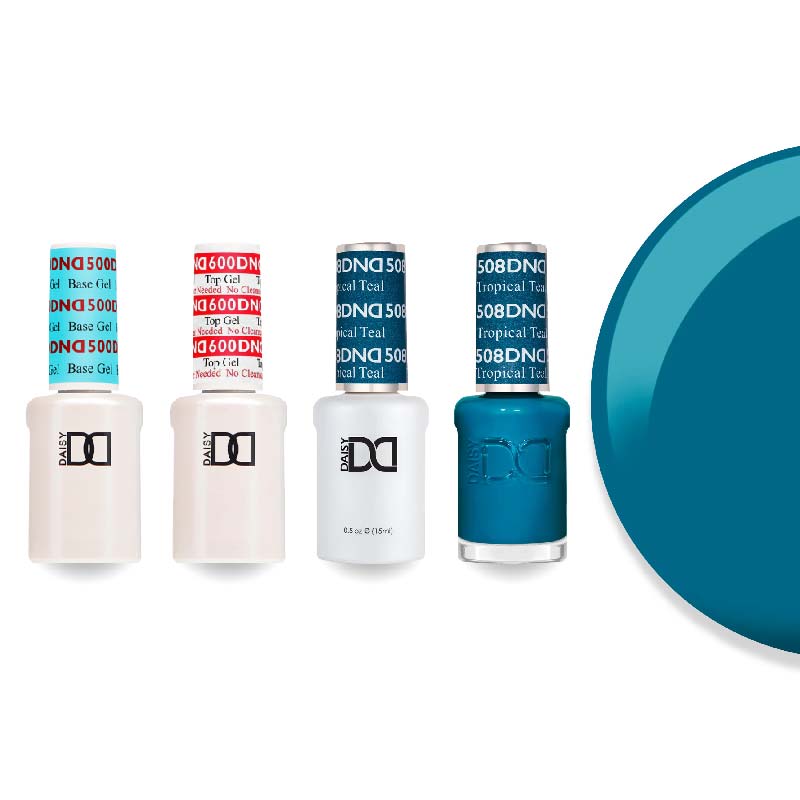DND Gel & Lacquer Combo - Base Top Gel & 508 Tropical Teal - DTK Nail Supply
