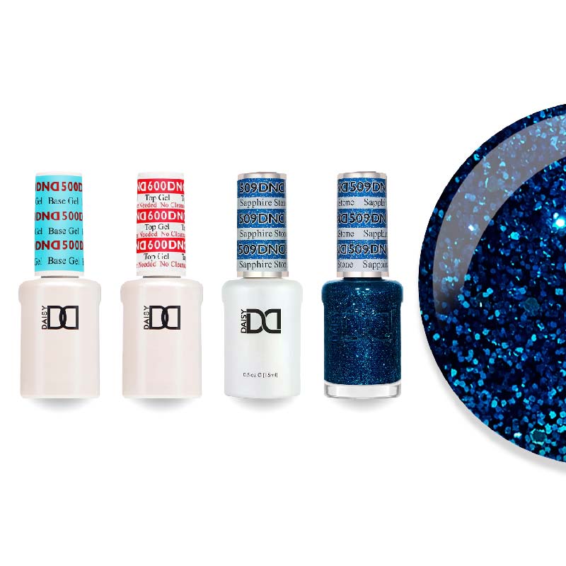DND Gel & Lacquer Combo - Base Top Gel & 509 Sapphire Stone - DTK Nail Supply