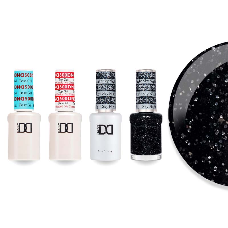 DND Gel & Lacquer Combo - Base Top Gel & 527 Night Sky - DTK Nail Supply