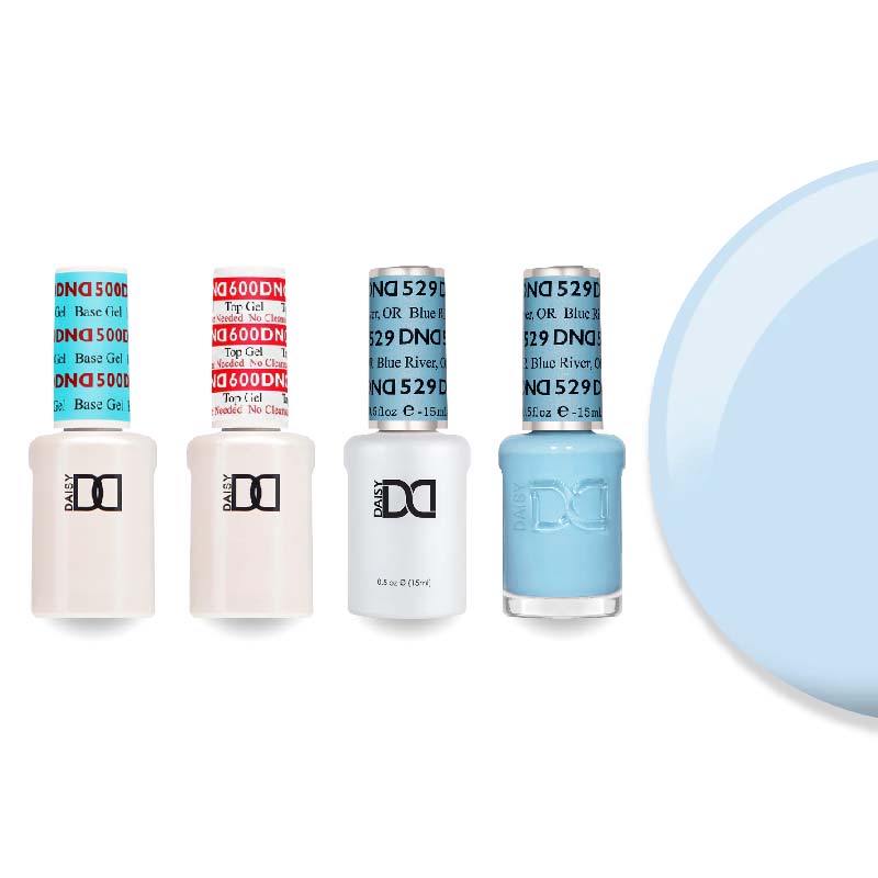 DND Gel & Lacquer Combo - Base Top Gel & 529 Blue River - DTK Nail Supply