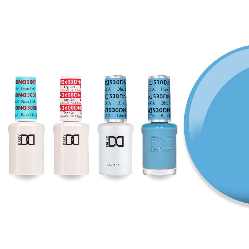 DND Gel & Lacquer Combo - Base Top Gel & 530 Blue Lake - DTK Nail Supply