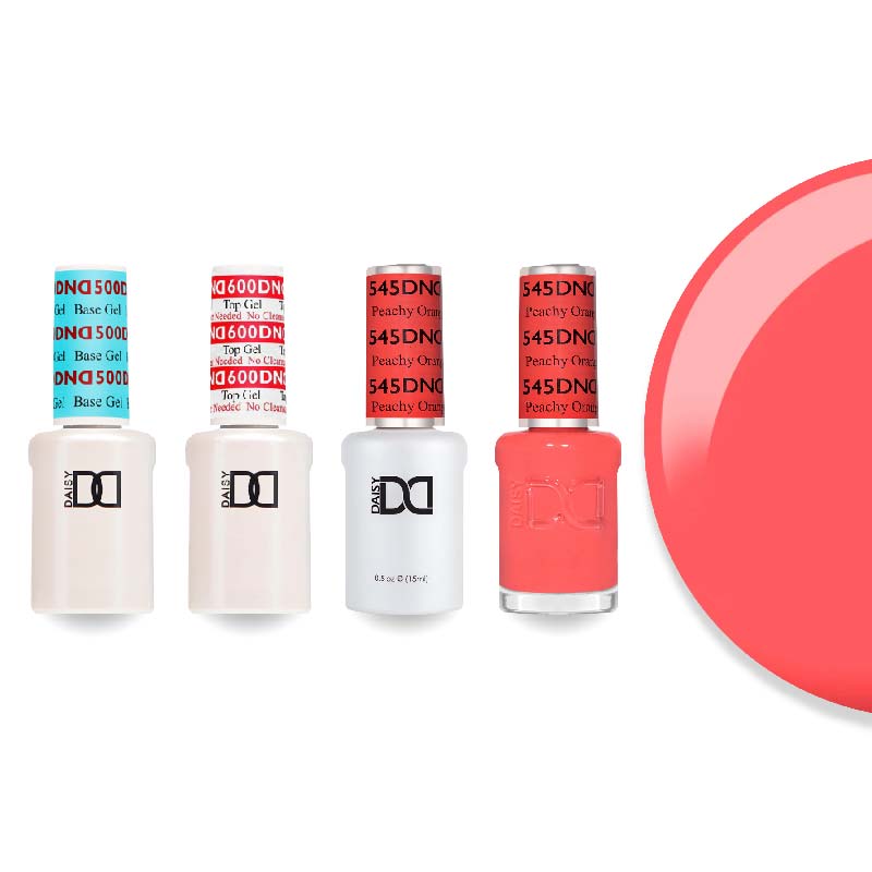 DND Gel & Lacquer Combo - Base Top Gel & 545 Peachy Orange - DTK Nail Supply