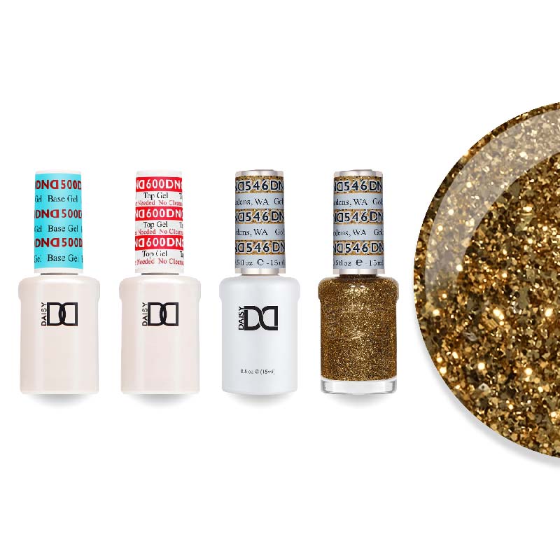 DND Gel & Lacquer Combo - Base Top Gel & 546 Golden Gardens - DTK Nail Supply