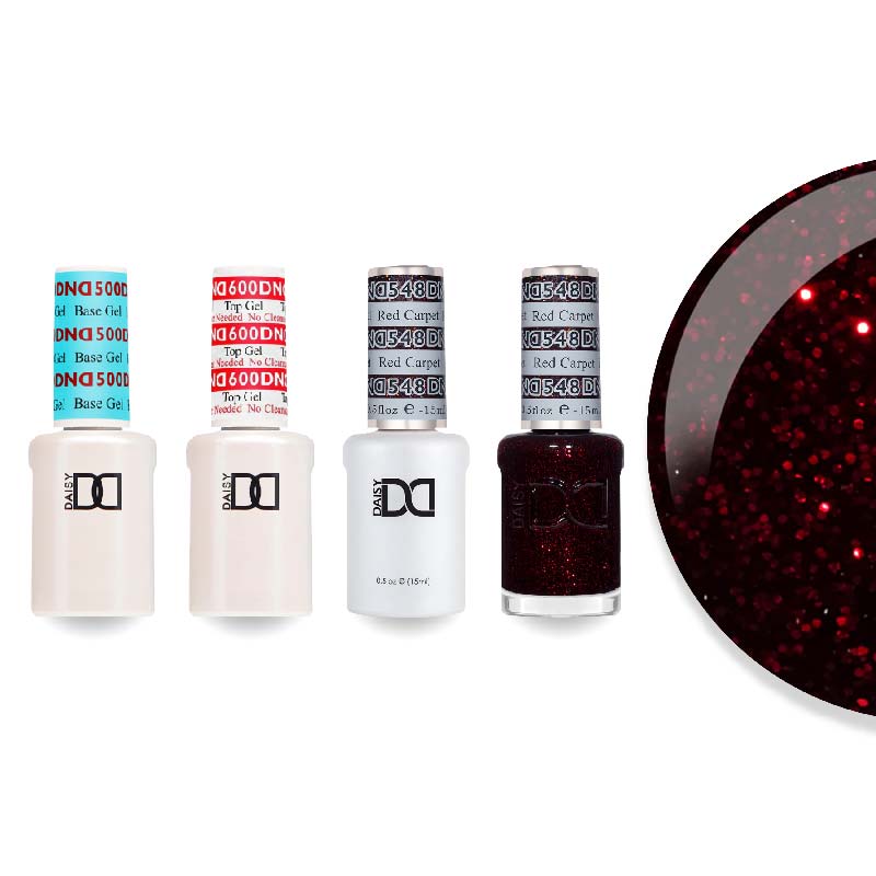 DND Gel & Lacquer Combo - Base Top Gel & 548 Red Carpet - DTK Nail Supply