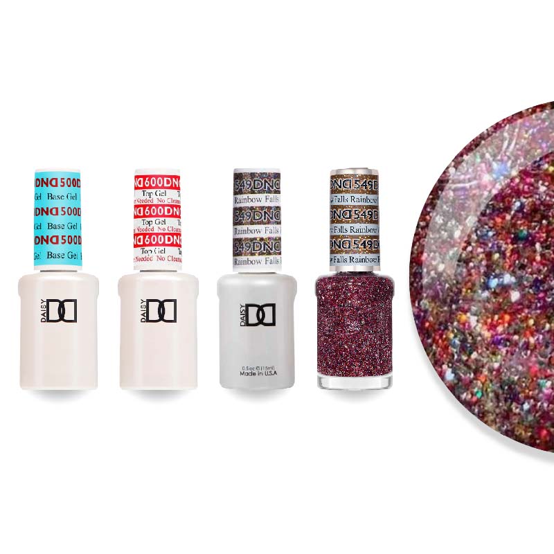 DND Gel & Lacquer Combo - Base Top Gel & 549 Rainbow Falls - DTK Nail Supply