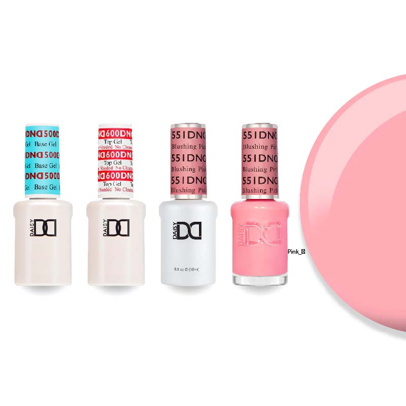 DND Gel & Lacquer Combo - Base Top Gel & 551 Blushing Pink - DTK Nail Supply