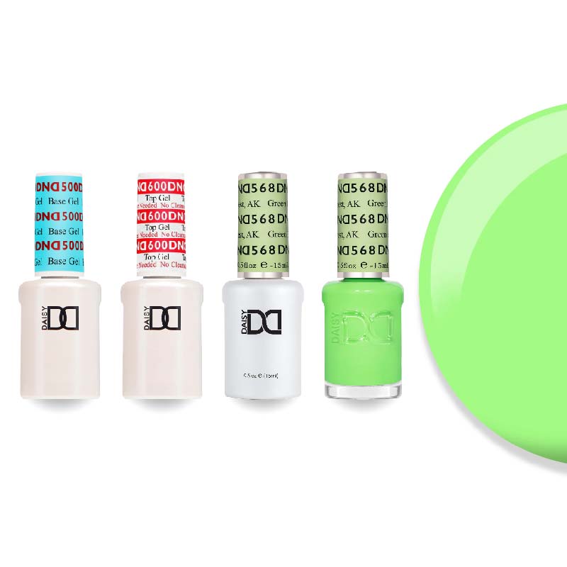 DND Gel & Lacquer Combo - Base Top Gel & 568 Green Forest - DTK Nail Supply