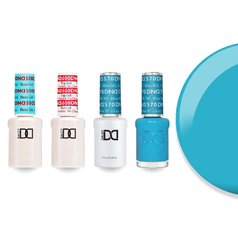 DND Gel & Lacquer Combo - Base Top Gel & 570 Blue Hill - DTK Nail Supply