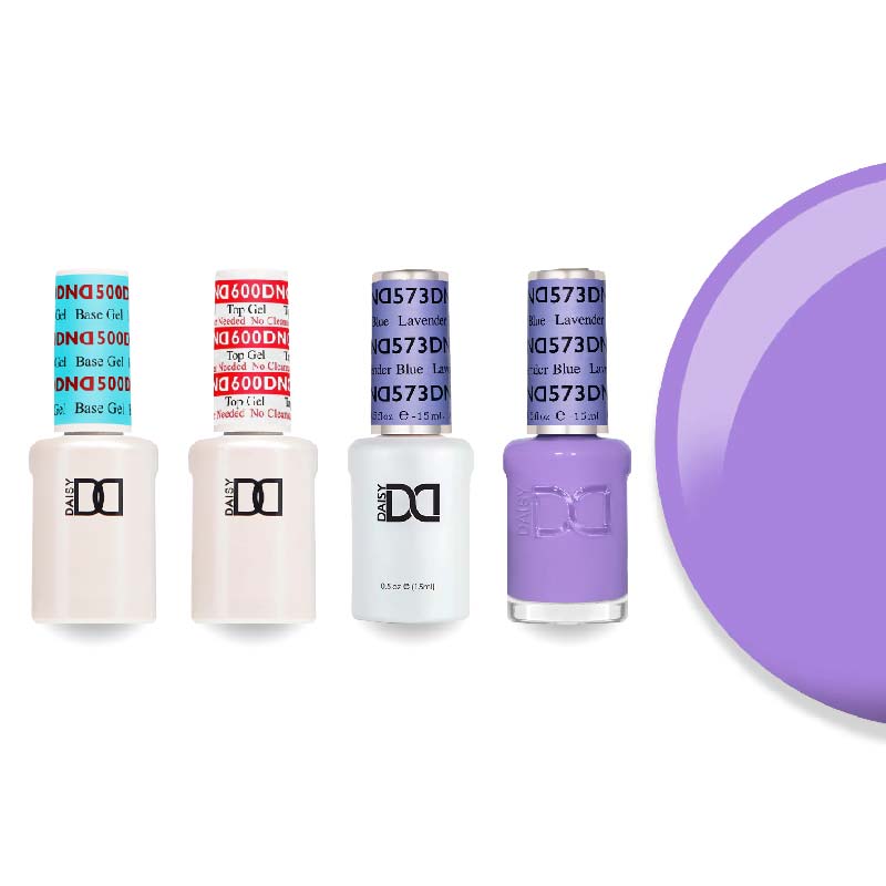 DND Gel & Lacquer Combo - Base Top Gel & 573 Lavender Blue - DTK Nail Supply