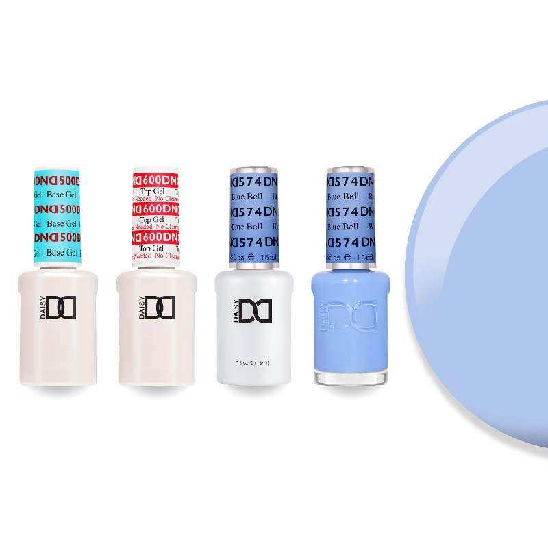 DND Gel & Lacquer Combo - Base Top Gel & 574 Blue Bell - DTK Nail Supply