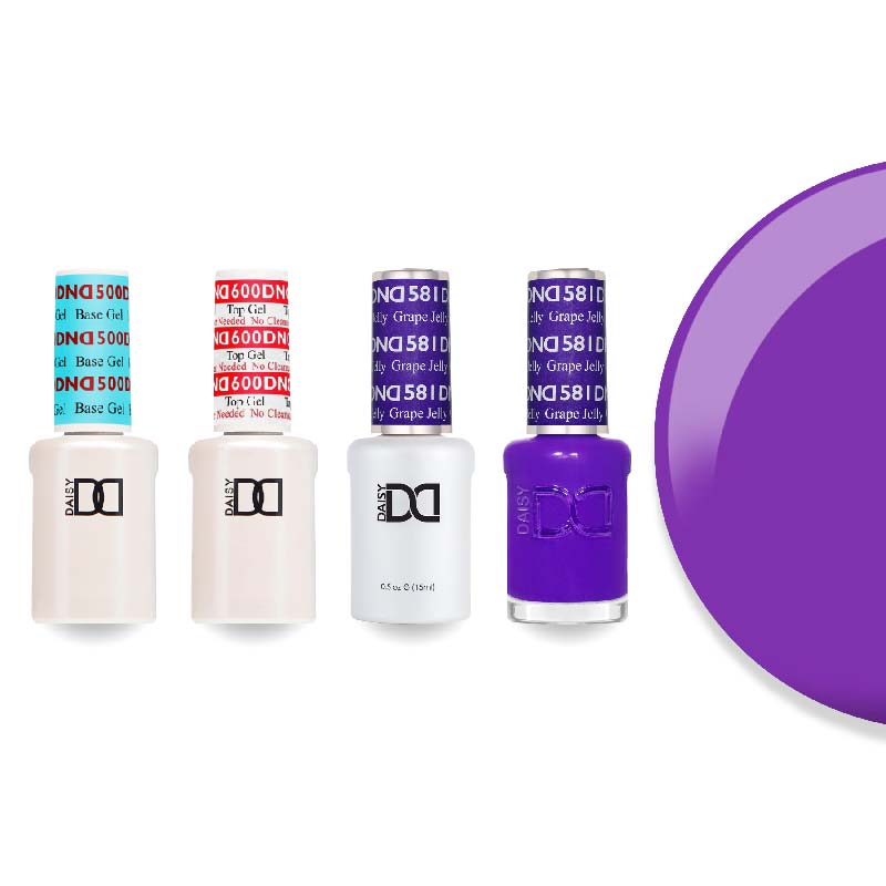 DND Gel & Lacquer Combo - Base Top Gel & 581 Grape Jelly - DTK Nail Supply