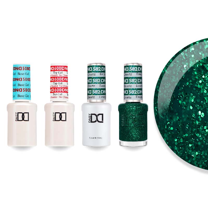 DND Gel & Lacquer Combo - Base Top Gel & 582 Emerald Quartz - DTK Nail Supply
