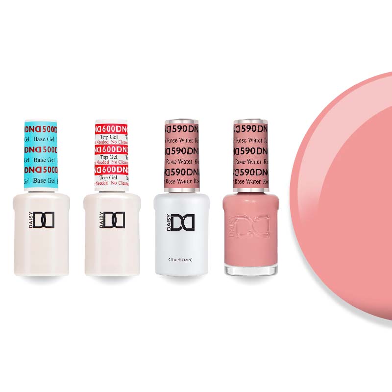 DND Gel & Lacquer Combo - Base Top Gel & 590 Rose Water - DTK Nail Supply