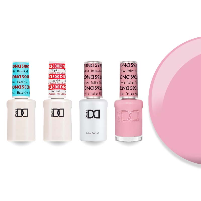 DND Gel & Lacquer Combo - Base Top Gel & 592 Italian Pink - DTK Nail Supply