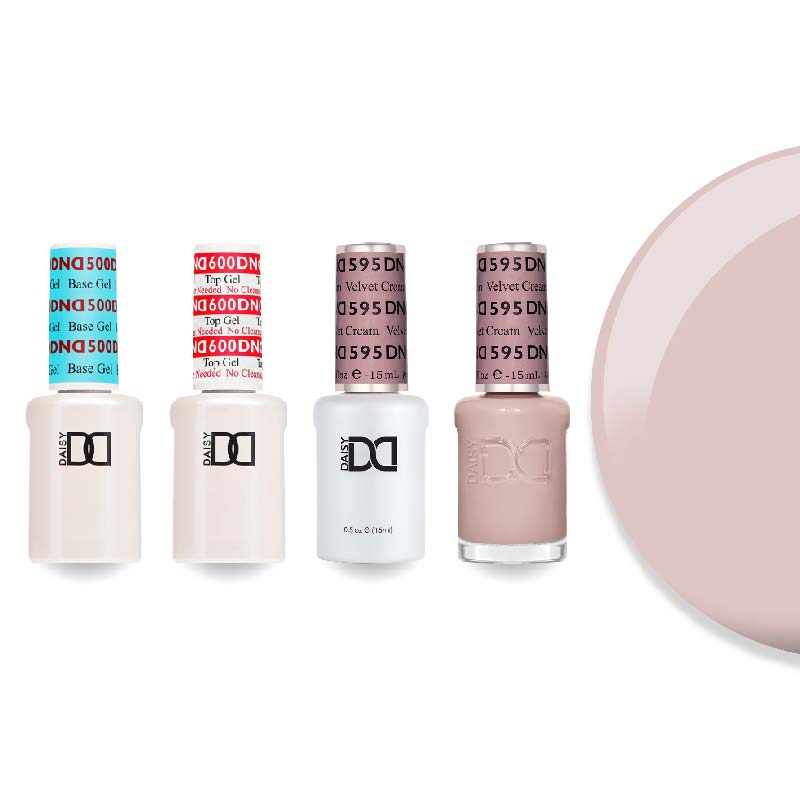 DND Gel & Lacquer Combo - Base Top Gel & 595 Velvet Cream - DTK Nail Supply