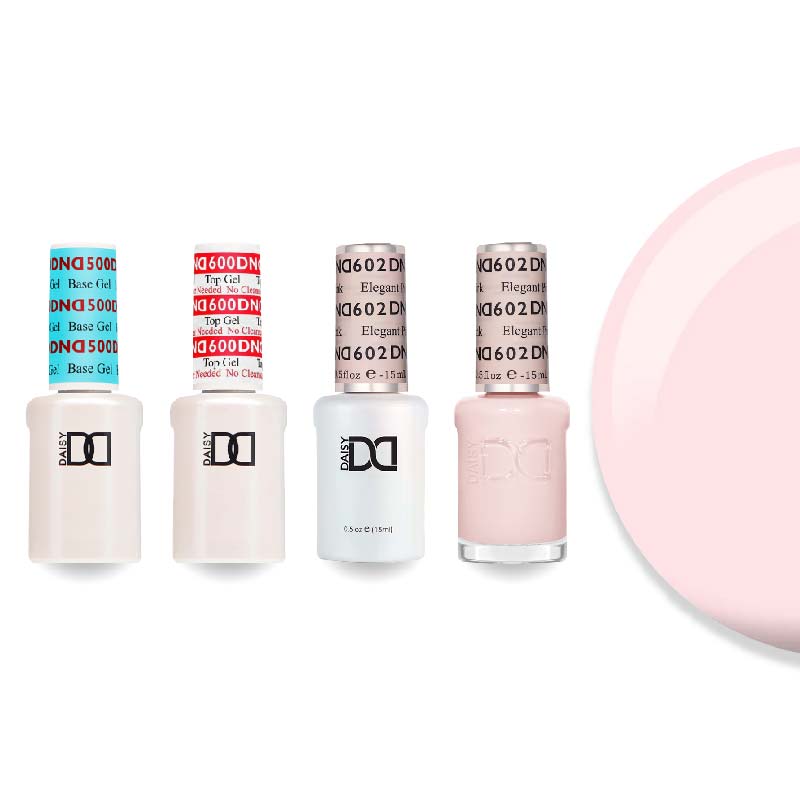DND Gel & Lacquer Combo - Base Top Gel & 602 Elegant Pink - DTK Nail Supply