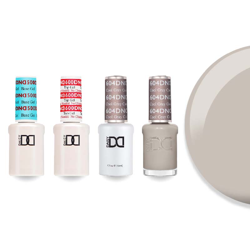 DND Gel & Lacquer Combo - Base Top Gel & 604 Cool Gray - DTK Nail Supply
