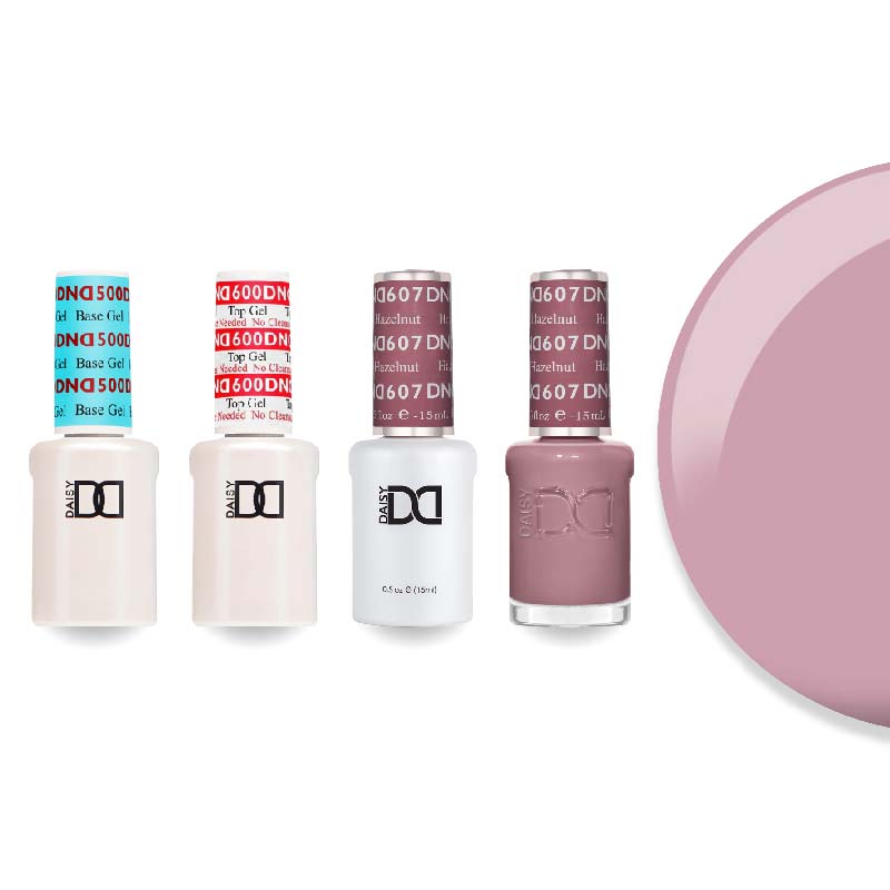 DND Gel & Lacquer Combo - Base Top Gel & 607 Hazelnut - DTK Nail Supply