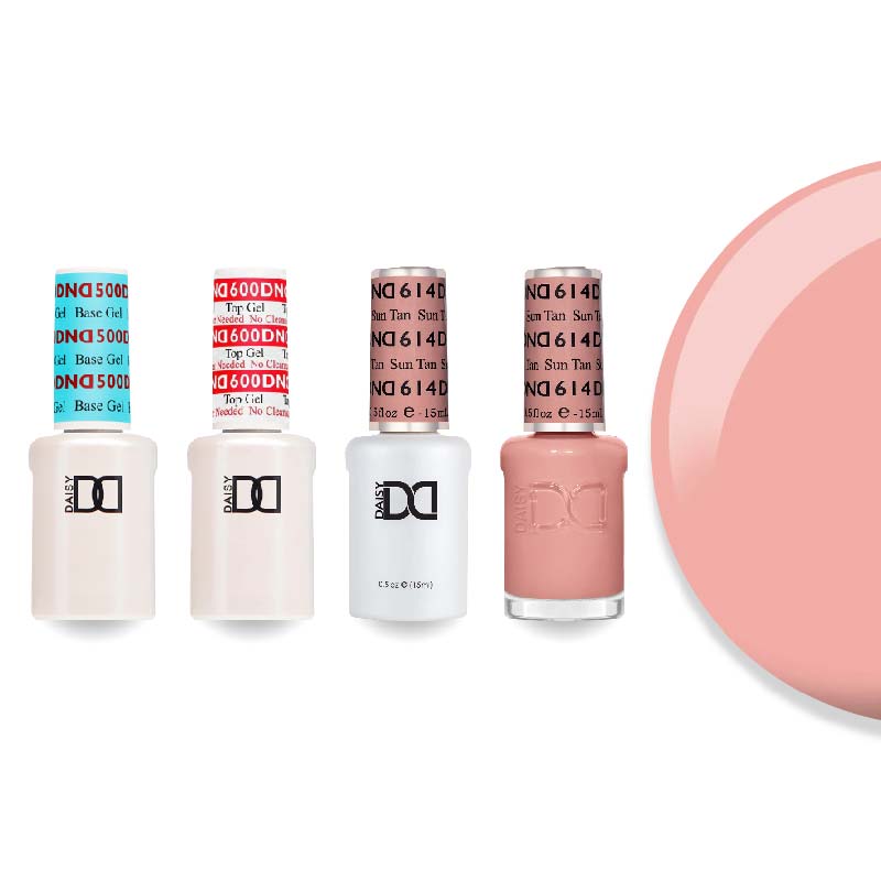 DND Gel & Lacquer Combo - Base Top Gel & 614 Sun Tan - DTK Nail Supply