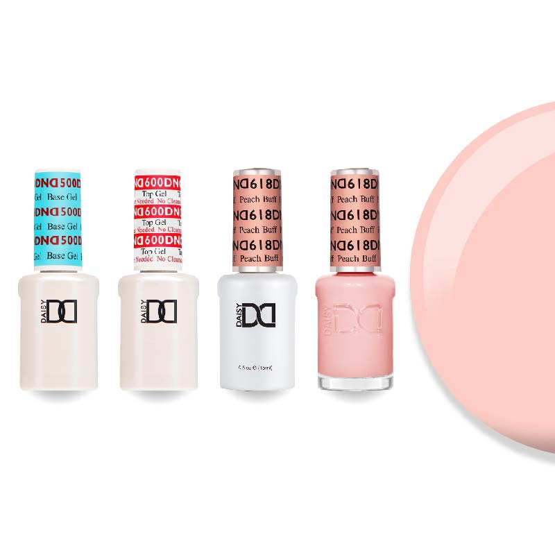 DND Gel & Lacquer Combo - Base Top Gel & 618 Peach Buff - DTK Nail Supply