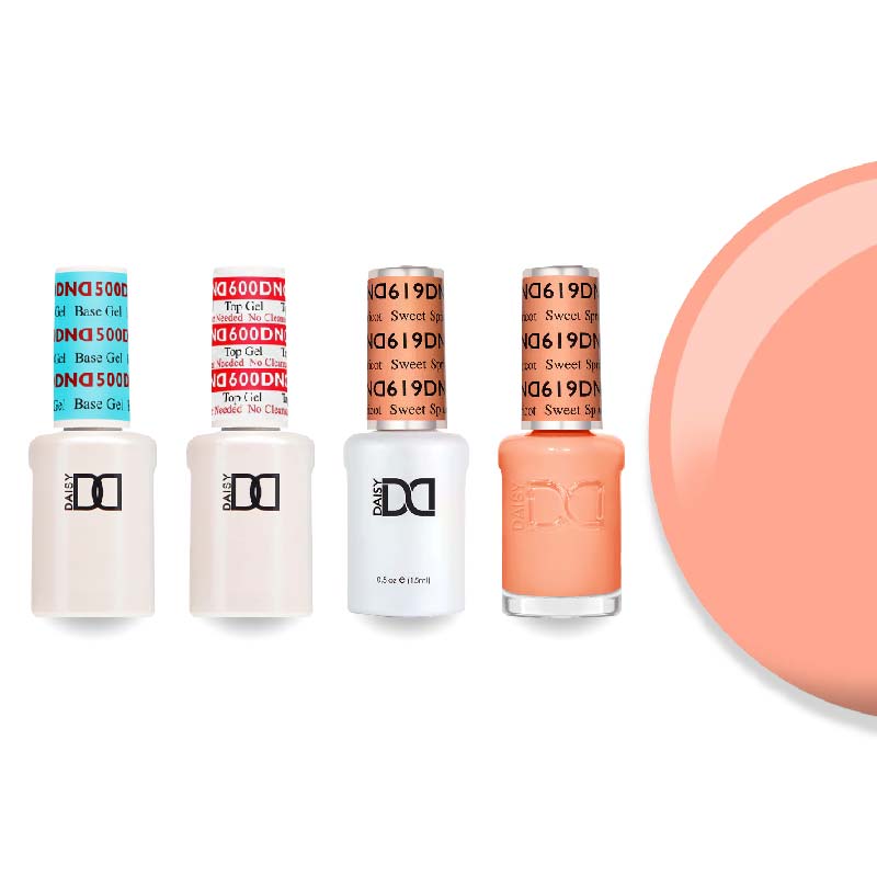 DND Gel & Lacquer Combo - Base Top Gel & 619 Sweet Apricot - DTK Nail Supply