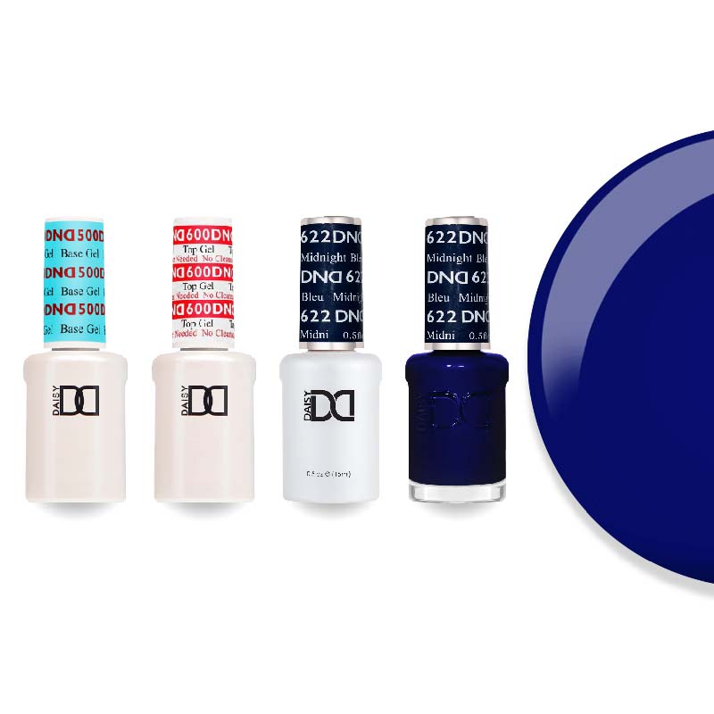 DND Gel & Lacquer Combo - Base Top Gel & 622 Midnight Blue - DTK Nail Supply