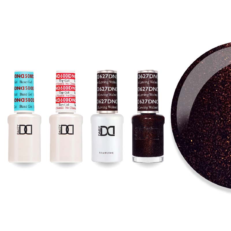 DND Gel & Lacquer Combo - Base Top Gel & 627 Loving Walnut - DTK Nail Supply