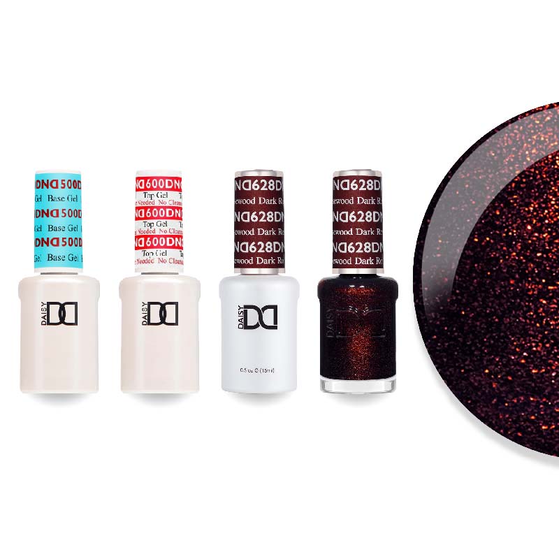 DND Gel & Lacquer Combo - Base Top Gel & 628 Dark Rosewood - DTK Nail Supply