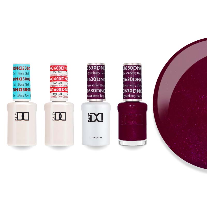 DND Gel & Lacquer Combo - Base Top Gel & 630 Boysenberry - DTK Nail Supply